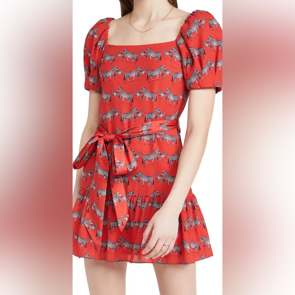Alice + Olivia Red Zebra Print Mini Dress